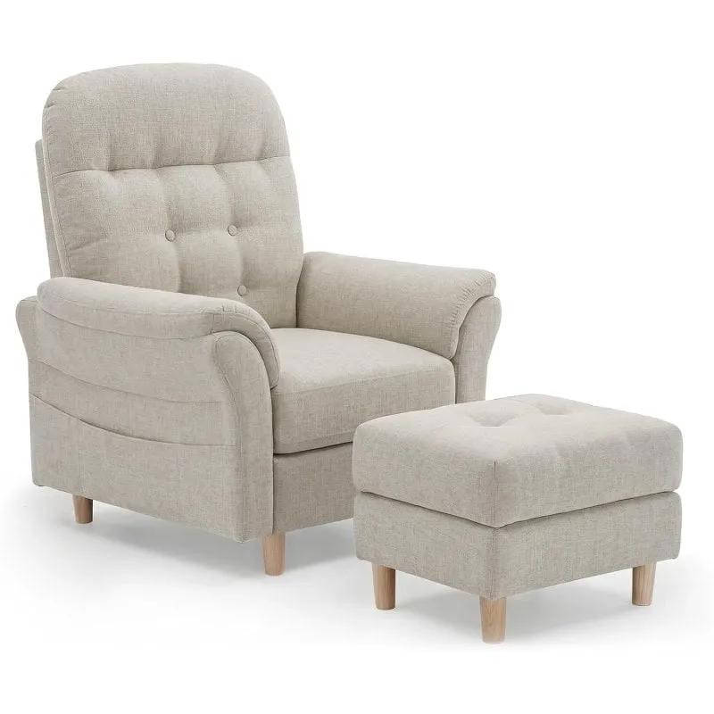 Poltrona Relax GTPLAYER Reclinabile con Poggiapiedi 4 Posizioni Chenille Beige - immagine 1