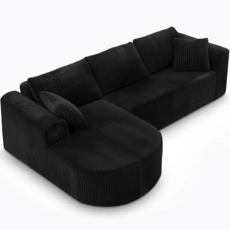 Divano angolare Boneless modulare letto 263cm velluto nero grande - immagine 1
