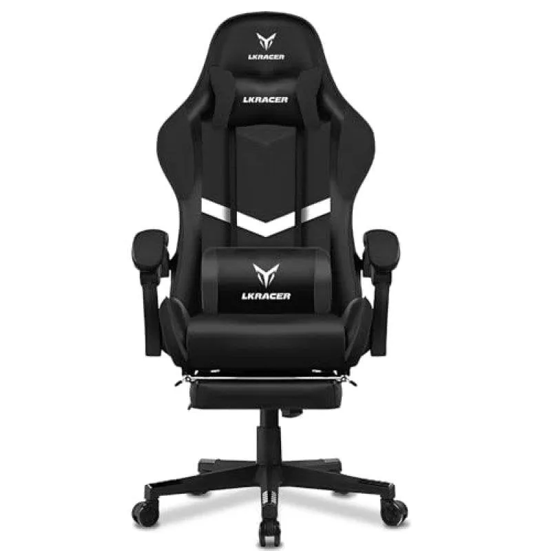 Sedia Gaming GTPLAYER Ergonomica Poggiapiedi Supporto Lombare Nero - immagine 1