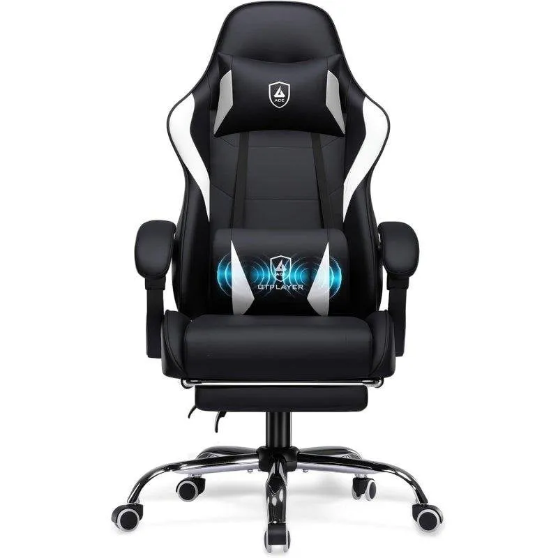 Sedia Gaming GTPLAYER Ergonomica Massaggio Lombare Poggiapiedi 150 kg Nera - immagine 1