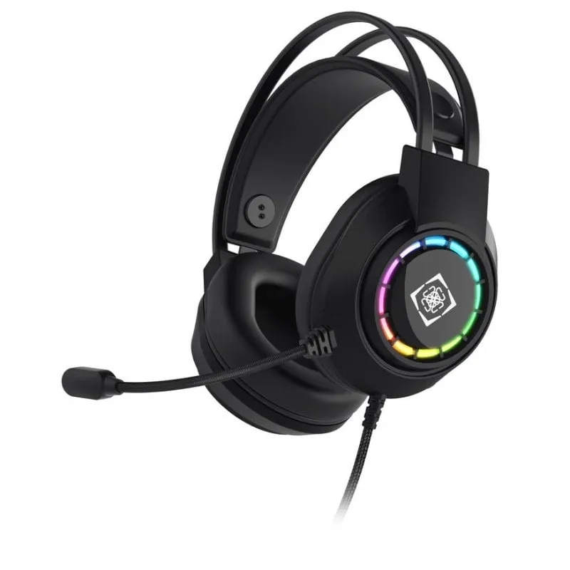 Auricolari Deltaco Gaming GAM-168 con cavo USB, illuminazione multicolore, microfono, nero - immagine 1