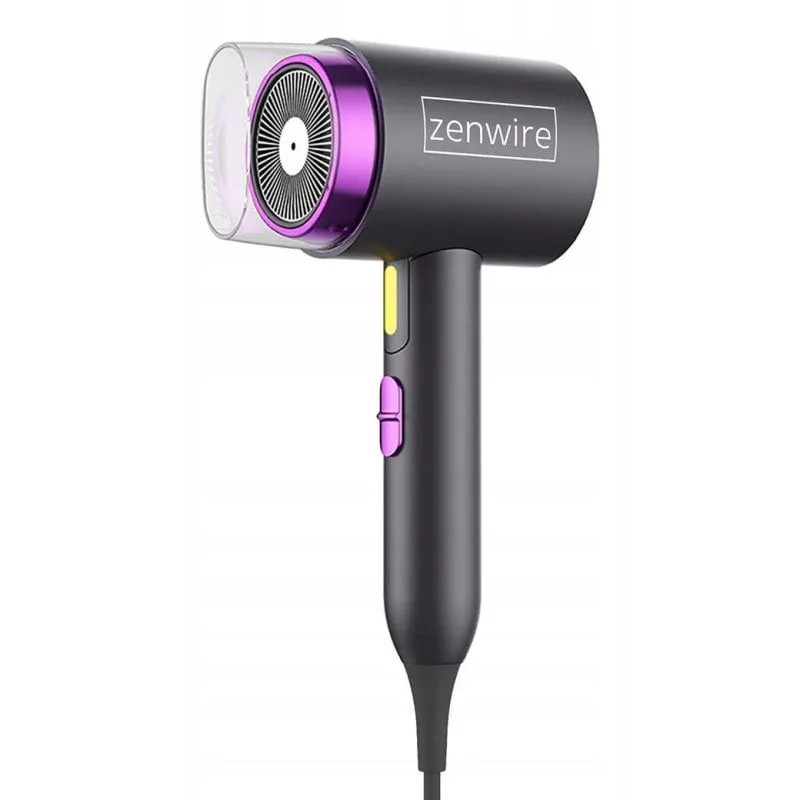 Phon da Viaggio Ionico Pieghevole Zenwire 1232161 1500W 3 Temperature 3 Velocità Nero Viola - immagine 1