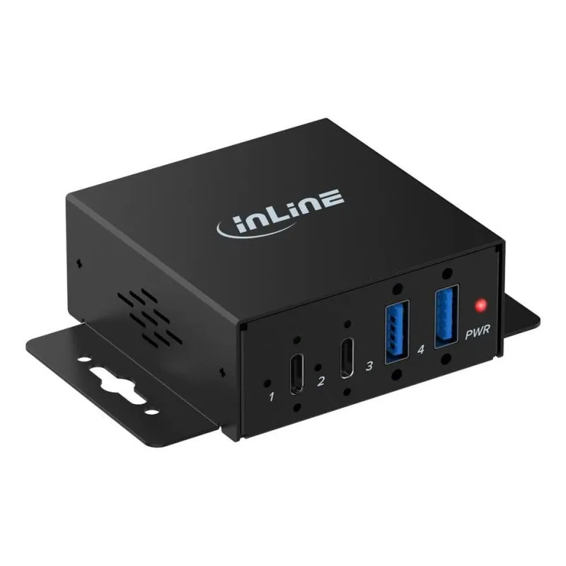 Hub InLine 4 porte 5 Gb/s USB 3.2 Gen 1 modello 35396H metallo nero - immagine 1