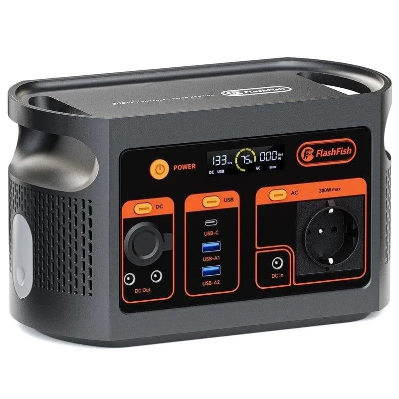 Stazione di energia Flashfish E103 179,2Wh 300W 3 porte USB LiFePO4 Onda Sinusoidale Pura - immagine 1