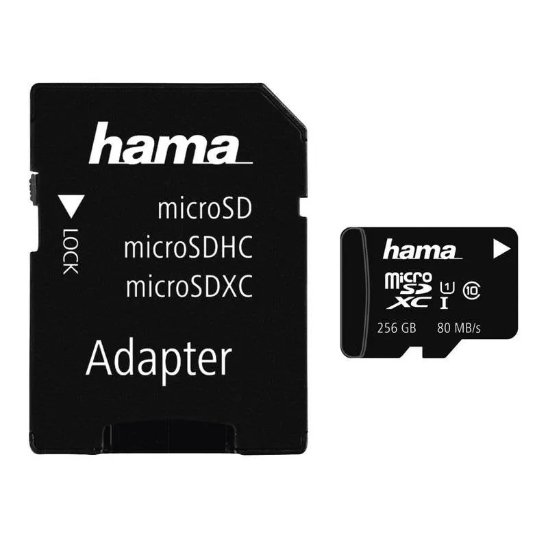 Scheda microSDXC Hama 256GB UHS-I Classe 10 con adattatore SD nero - immagine 1