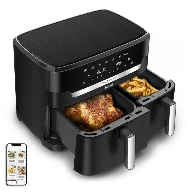 Friggitrice ad Aria Tefal Easy Fry Dual XXL Doppio Cestello 11 L Comandi Tattili - immagine 1