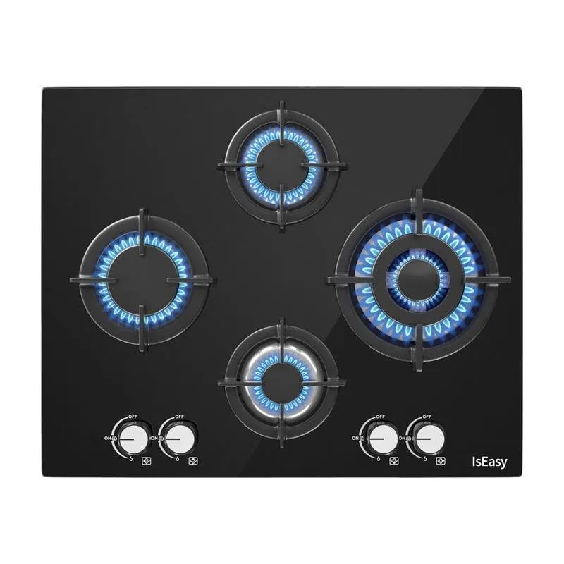 Piastra a gas IsEasy MGBG-654A Vetro temperato 4 bruciatori - immagine 1