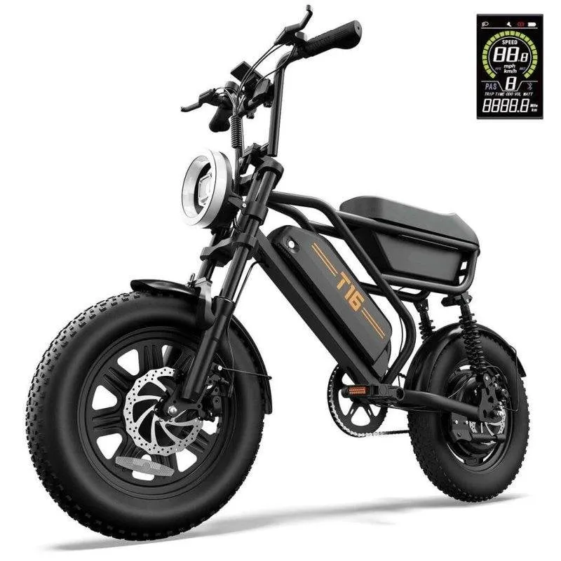 Bici Elettrica Urlife T16 Nera 48V 13Ah 624Wh 16x3.0 - immagine 1