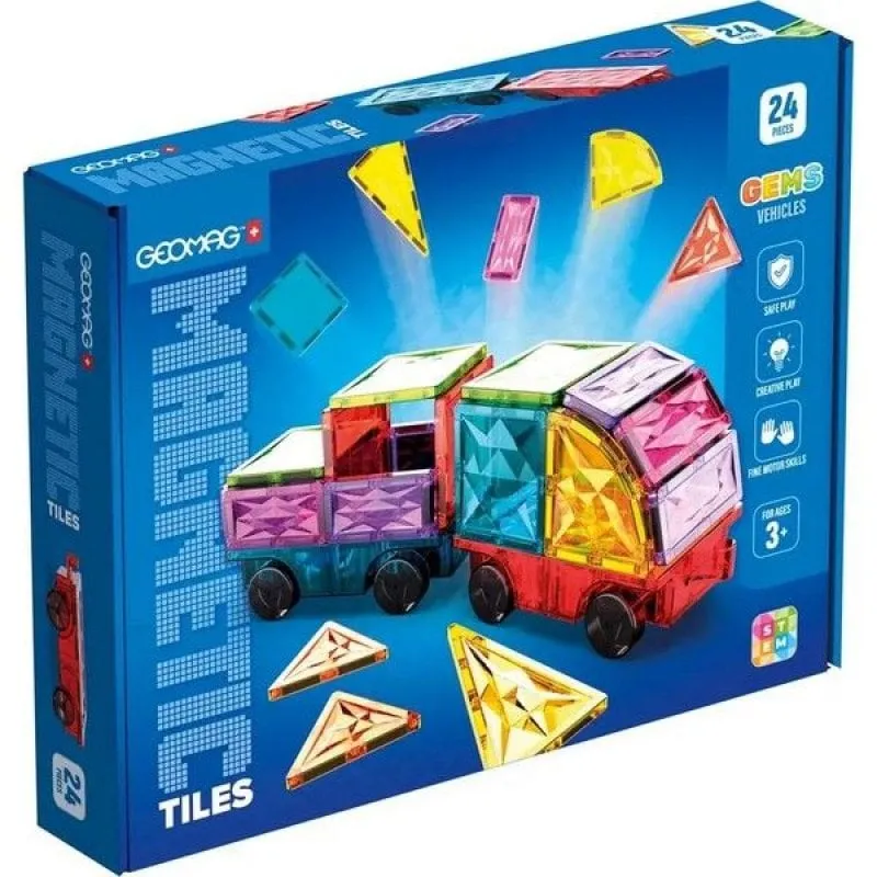 Geomag Magnetic Tiles Gems Vehicles GM211 24 pezzi - immagine 1