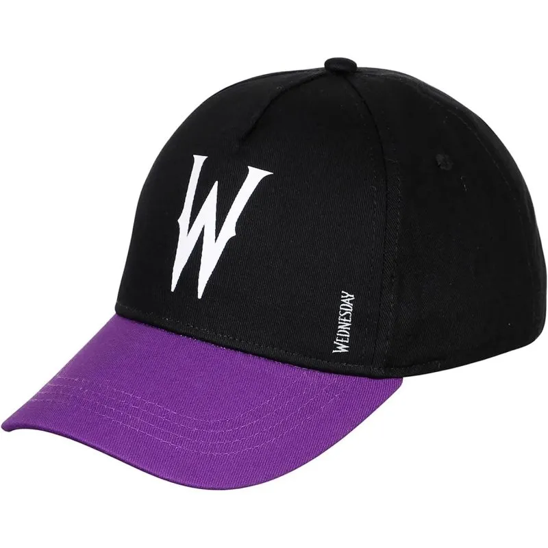 Cappellino Karacter Mania Wednesday Addams visiera curva viola W bianco - immagine 1