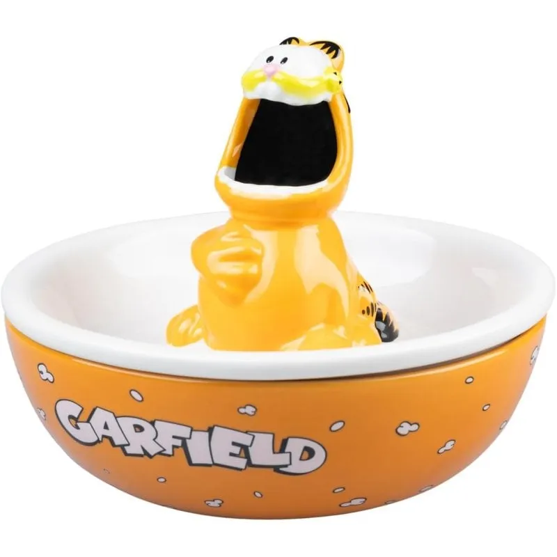 Ciotola 3D Garfield Ceramica Coperchio Doppio Scomparto Arancione - immagine 1
