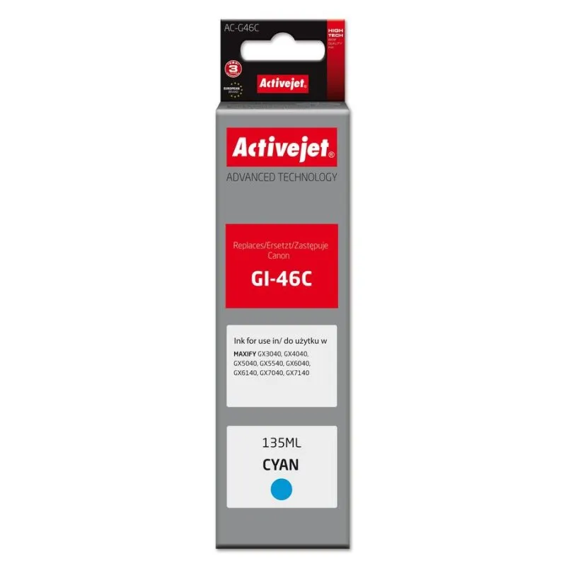 Cartuccia inchiostro Activejet AC-G46C XL Ciano 135 ml Compatibile Canon - immagine 1