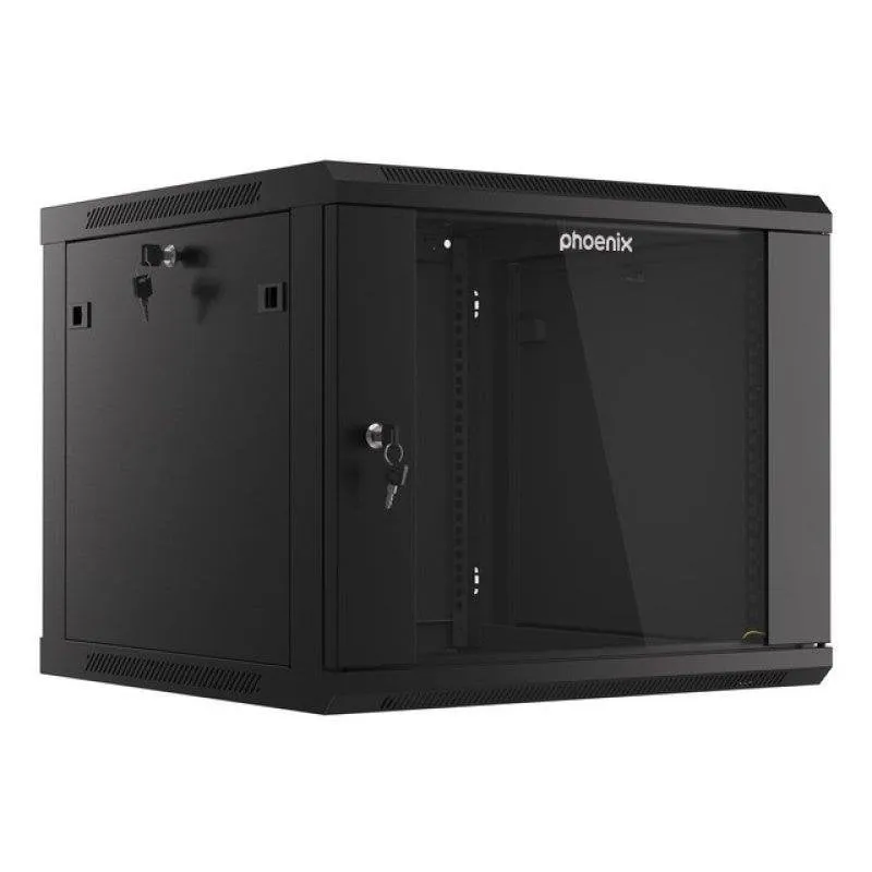 Armadio rack Phoenix 9U 600x600 19'' murale 60 kg nero - immagine 1