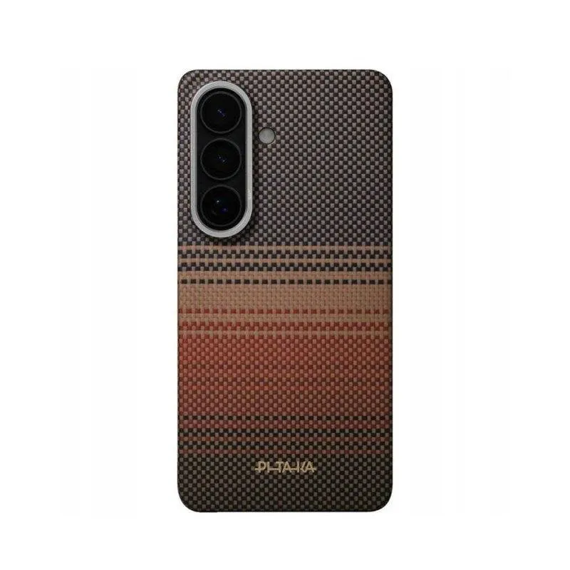 Custodia per cellulare PITAKA Ultra Sottile Fibra di Aramide Rosso Marrone per Galaxy S26 - immagine 1