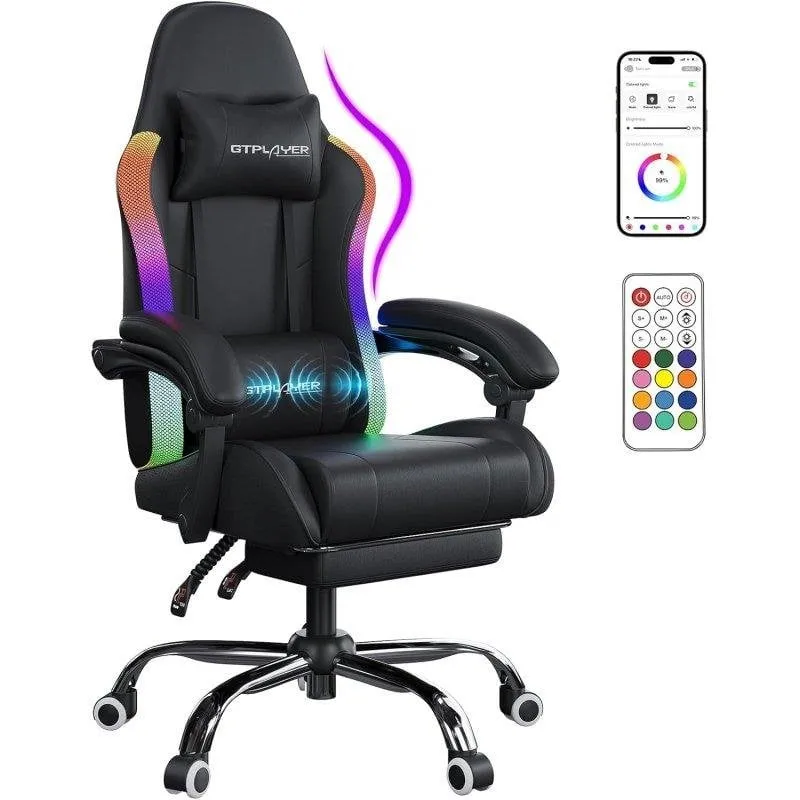 Sedia Gaming GTPLAYER Ergonomica con LED, Massaggio e Poggiapiedi - immagine 1