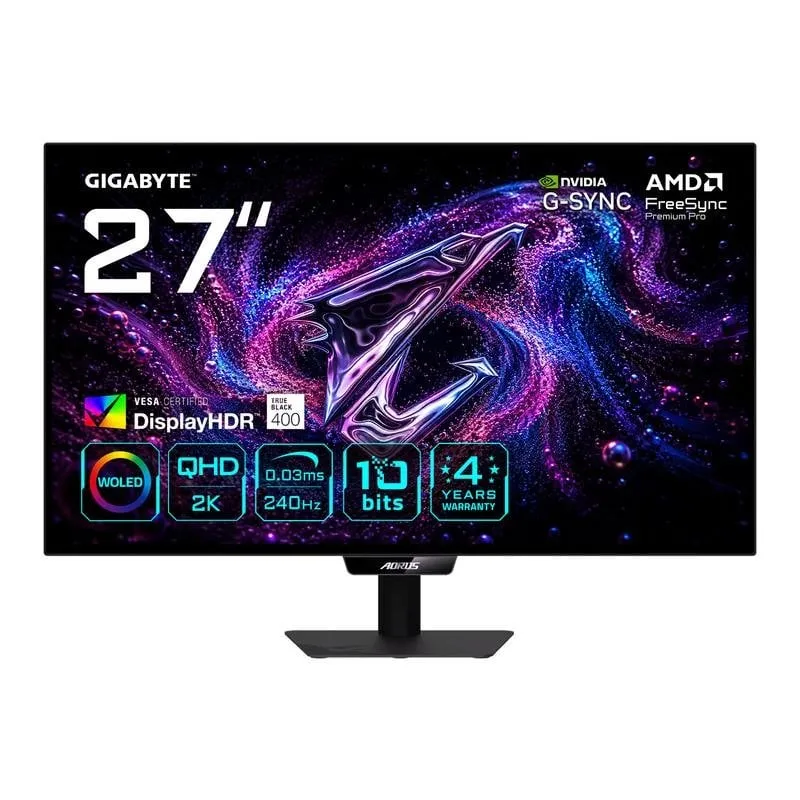Monitor PC GIGABYTE AORUS FO27Q24G 26,5" QHD 240Hz WOLED 0,03ms Regolabile in altezza - immagine 1