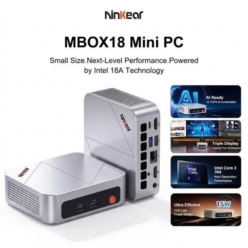 Mini PC Ninkear MBOX 18 Intel Core 3 304 12GB 512GB SSD Intel Graphics Windows 11 - immagine 1