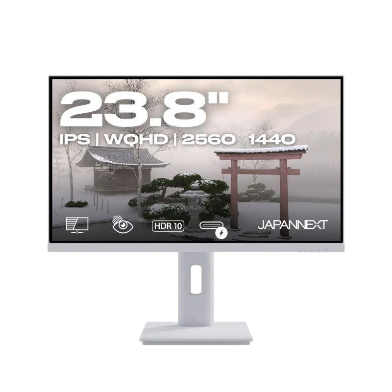 Monitor PC JAPANNEXT 23,8" WQHD IPS USB-C Hub KVM Bianco - immagine 1