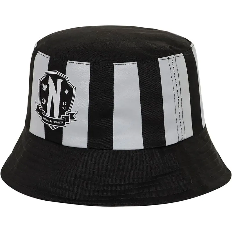 Cappello Pescatore Wednesday Addams Righe Grigie Cotone Ufficiale - immagine 1