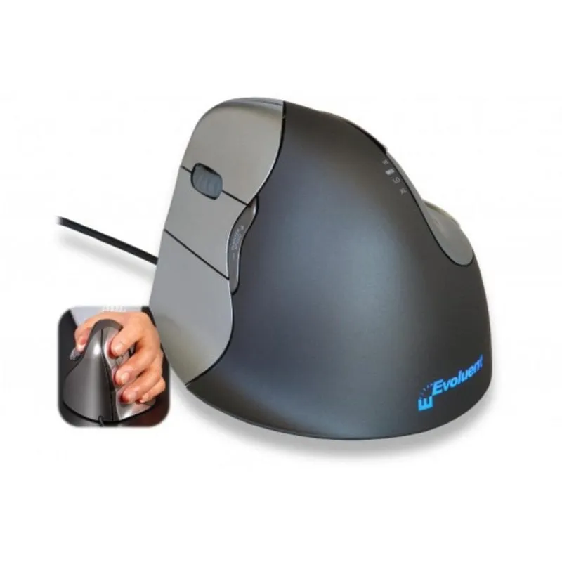Mouse BakkerElkhuizen Evoluent4 Cavo 2600 DPI Nero Grigio Argento Sinistro - immagine 1