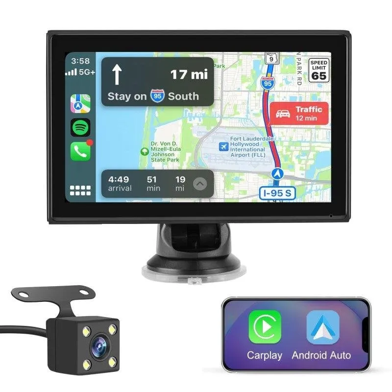 Autoradio Portatile 7 Pollici JUNSUN CarPlay Android Auto Telecamera - immagine 1