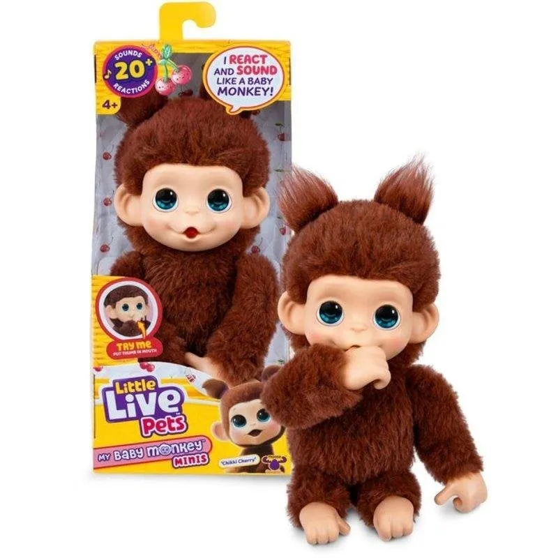 Peluche interattivo Little Live Pets Chikki Cherry Mini Scimmia Bebè - immagine 1
