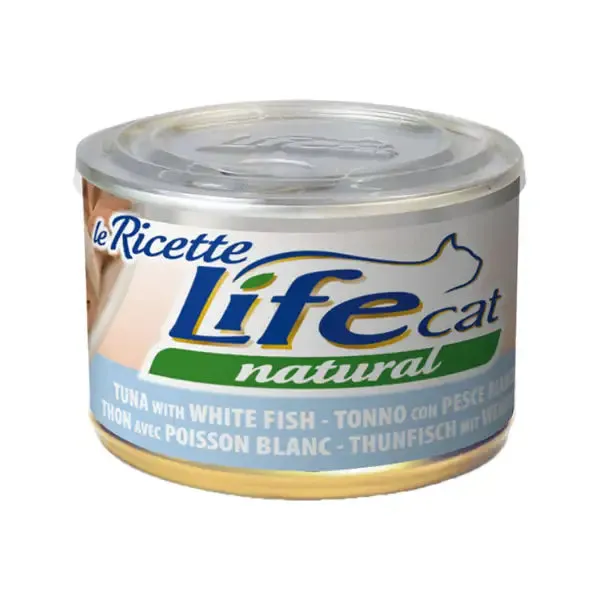 Life Cat Natural Le Ricette 150 gr Tonnetto con pesce bianco - confezione da 6 pezzi - Cibo umido per gatti - immagine 1