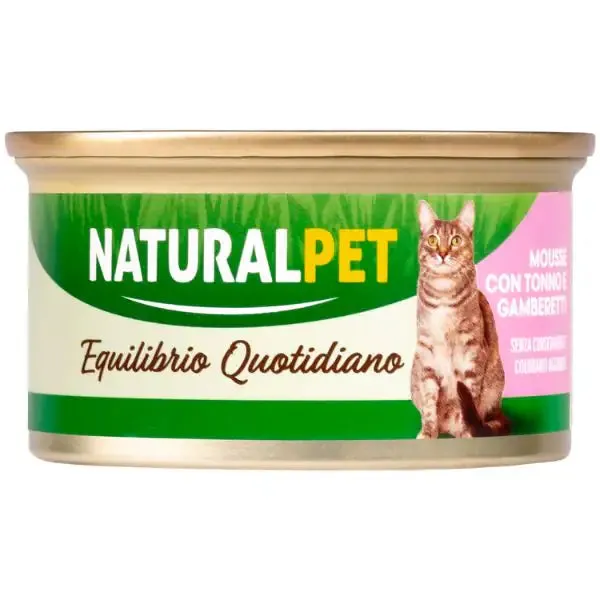 NaturalPet Cat Adult Mousse Equilibrio Quotidiano 85 gr Tonno e gamberetti - confezione da 6 pezzi - immagine 1