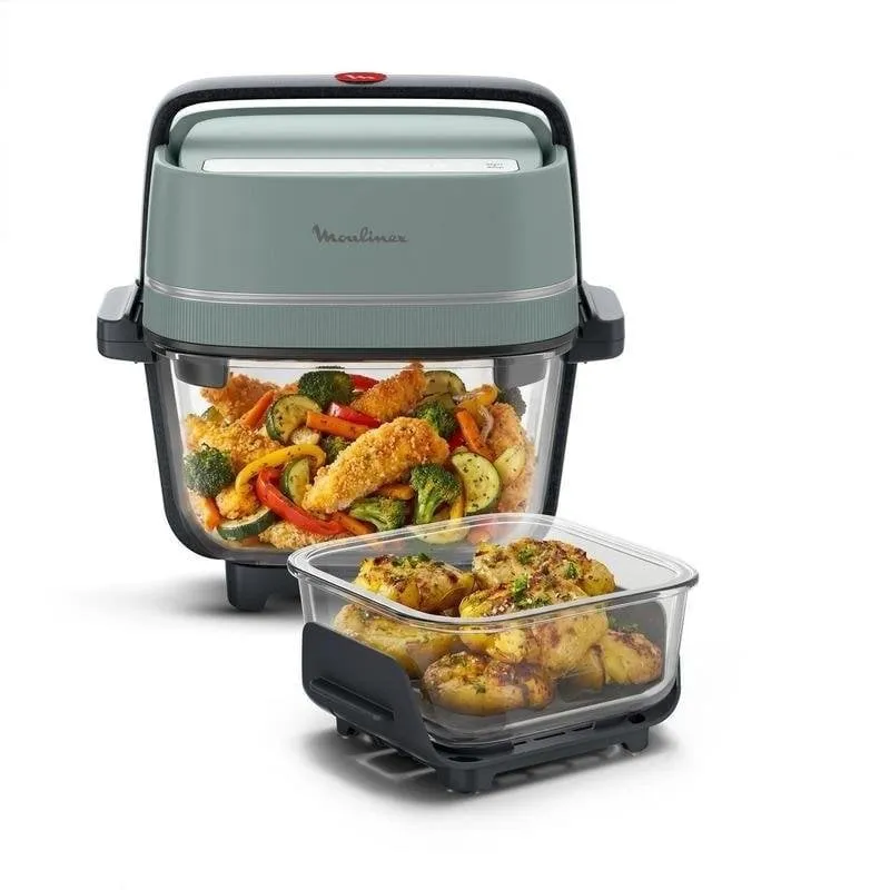 Friggitrice ad Aria Moulinex Crisp & Go Vetro 1,4 L + 3,8 L 1700 W Impilabile - immagine 1
