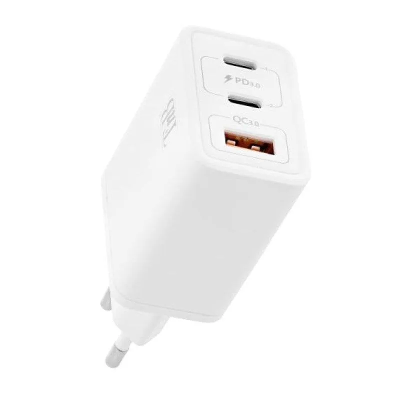 Caricatore TnB CHGAN65W GaN 65W 2 USB-C USB-A Bianco - immagine 1