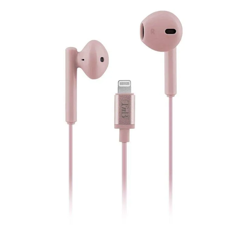 Auricolari TnB Curv con cavo Lightning stereo rosa ergonomici - immagine 1