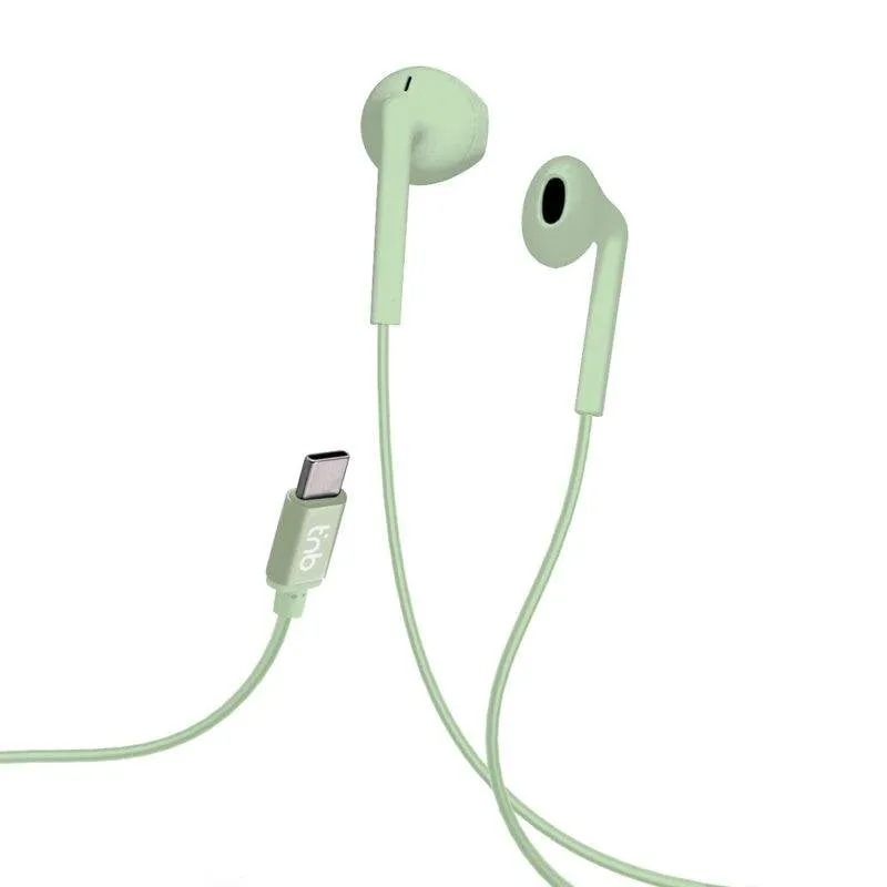 Auricolari TnB ESTYPEC2GN con cavo USB-C, microfono e controllo volume verde - immagine 1