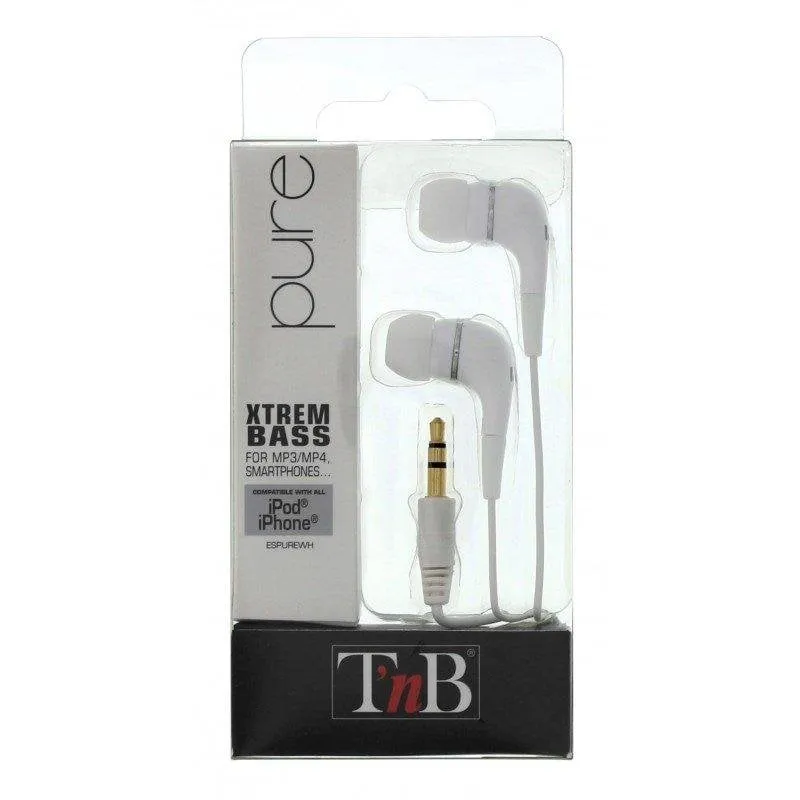 Auricolari TnB Pure con cavo, intrauricolari, connettività cablata, colore bianco - immagine 1