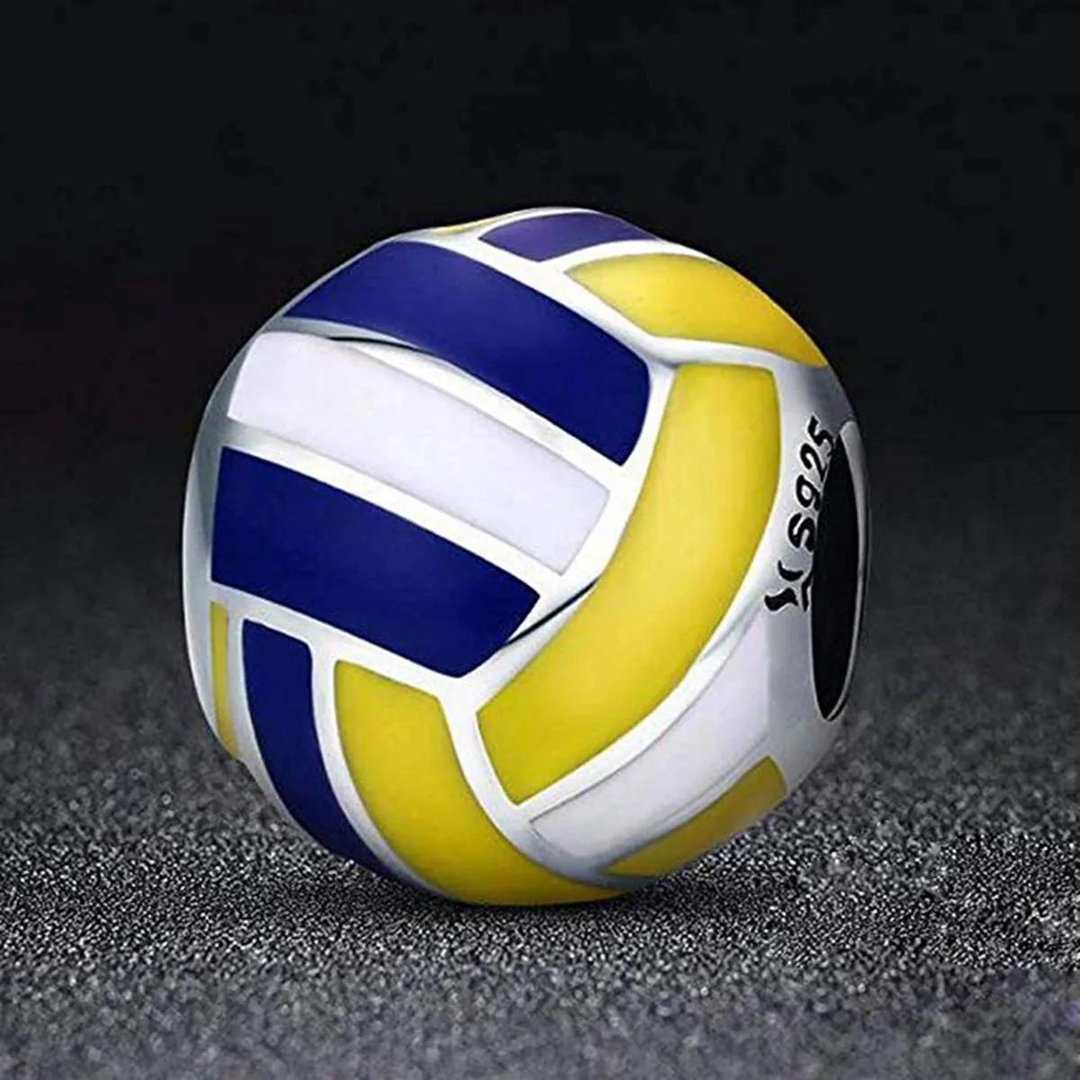Ciondolo in argento Sterling 925, per gli amanti dello sport, ciondolo per braccialetti, a forma di pallone da pallavolo - immagine 5