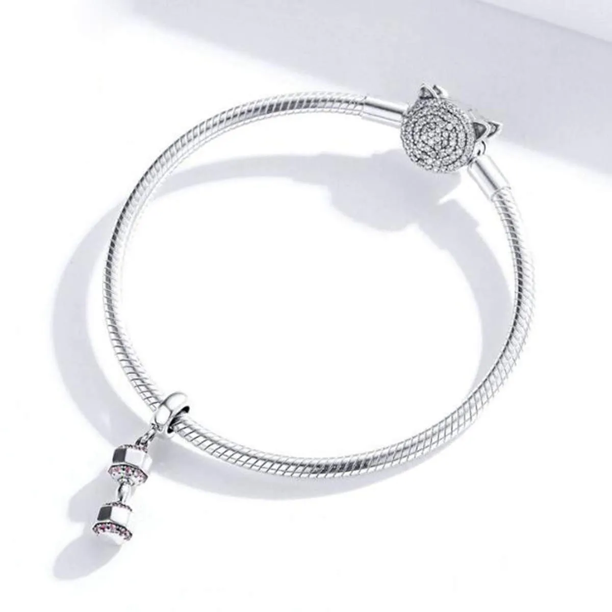 Ciondolo in argento Sterling 925, a tema sportivo, con smalto nero, per braccialetti Pandora, regalo di Natale, a forma di manubrio - immagine 3