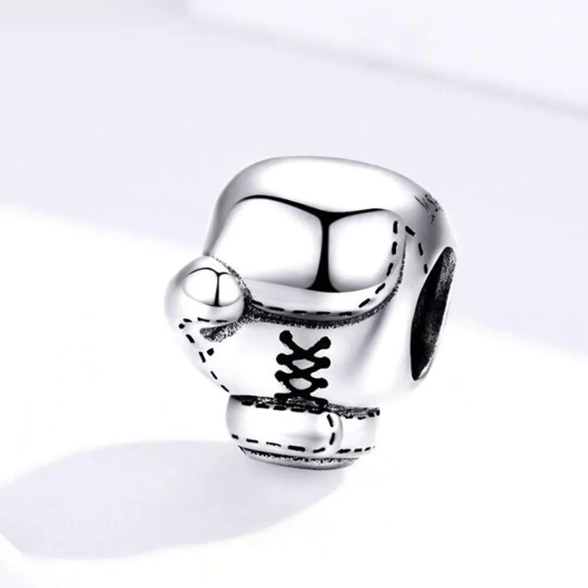 Ciondolo in argento Sterling 925, a tema sportivo, con smalto nero, per braccialetti Pandora, regalo di Natale, a forma di guanto da boxe - immagine 2