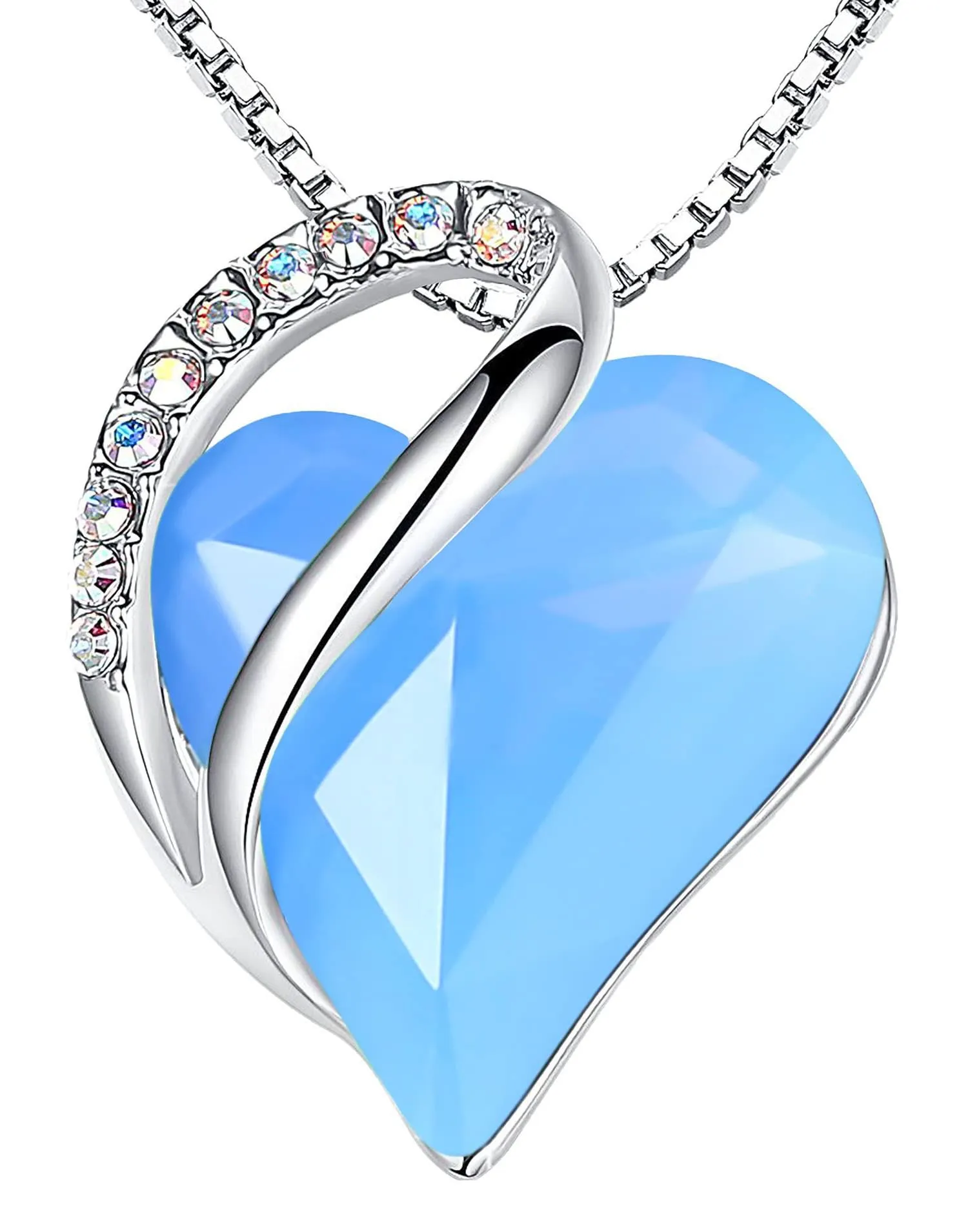 Leafael Collana Cuore Infinito Donna, Opale Owyhee blu - immagine 1
