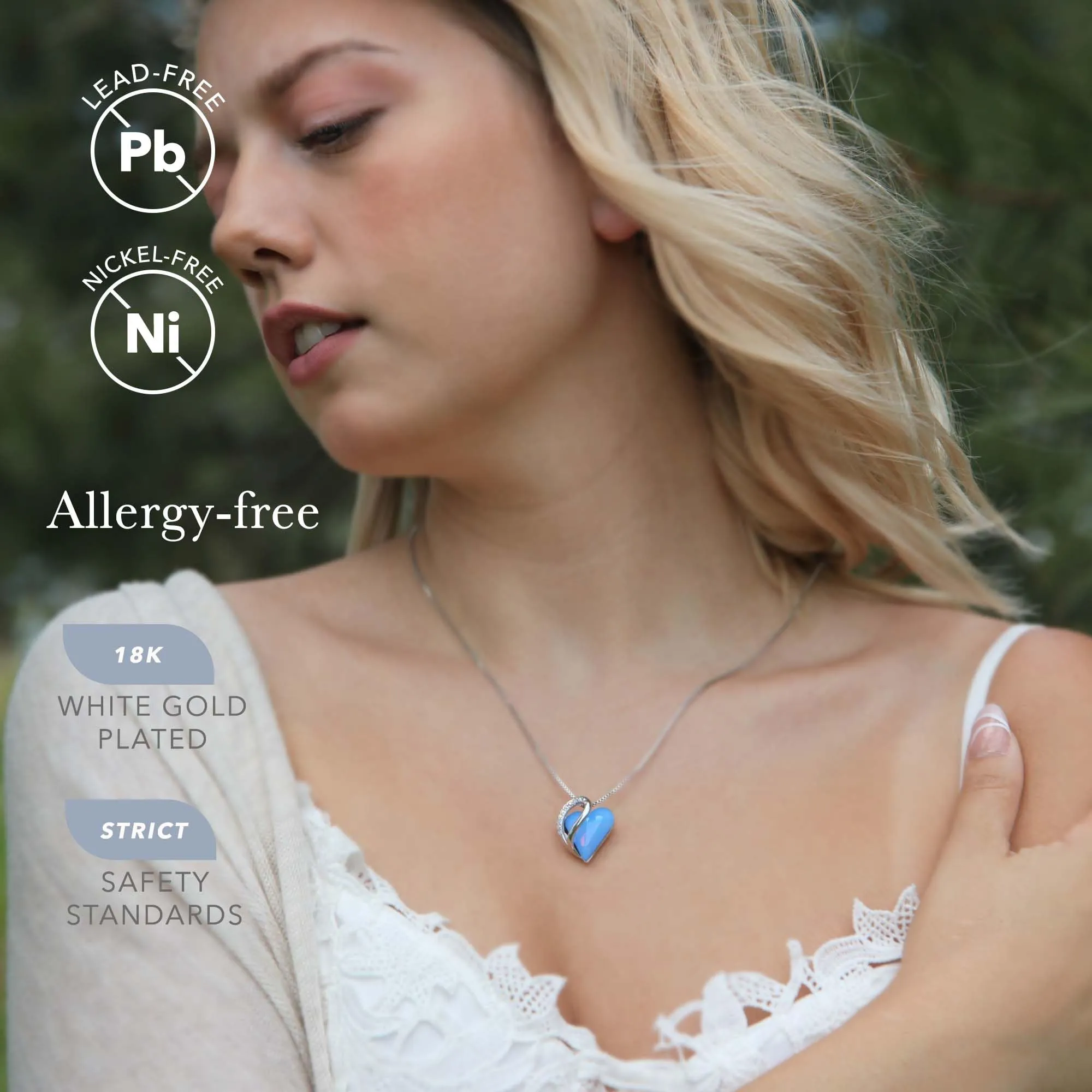 Leafael Collana Cuore Infinito Donna, Opale Owyhee blu - immagine 2