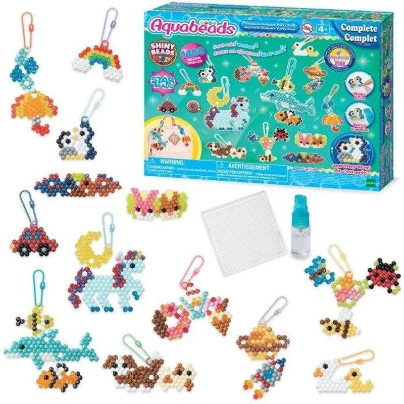 Set Aquabeads per portachiavi e ciondoli, 1400 perle multicolori - immagine 1