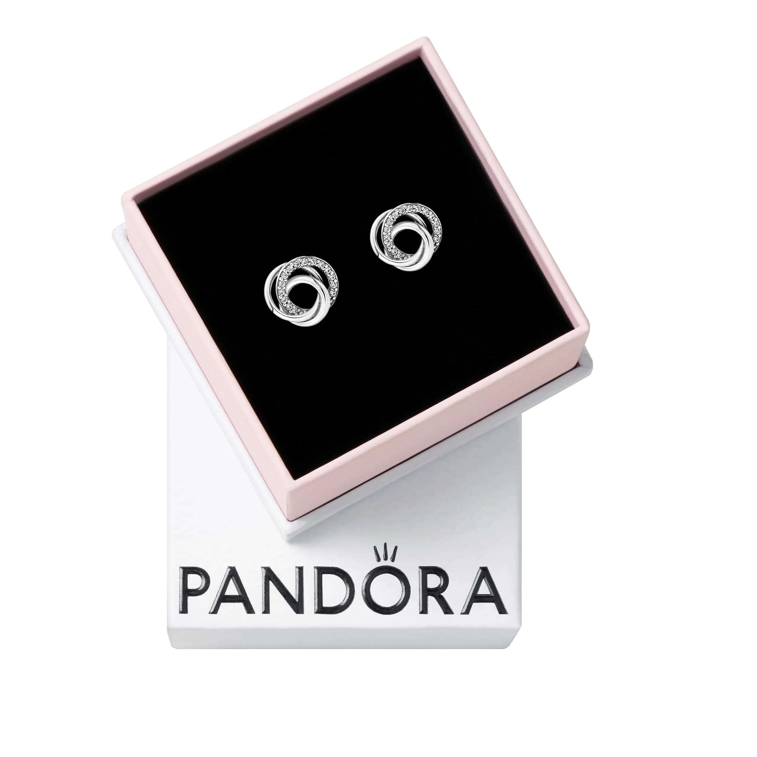 PANDORA Orecchini a bottone Moments a forma di cerchio in argento Sterling con zirconi cubici trasparenti - immagine 1