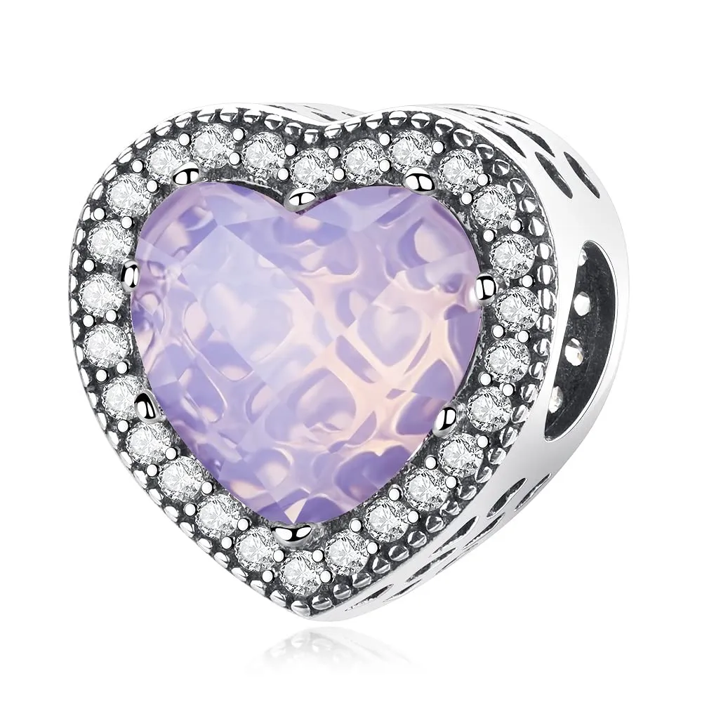 LNQOBU Charm Argento Vetro di Murano,Rosse Perline a Cuore,Blu,Gialli,Charms Bead Adatto Bracciale Europeo Per Donne - immagine 1
