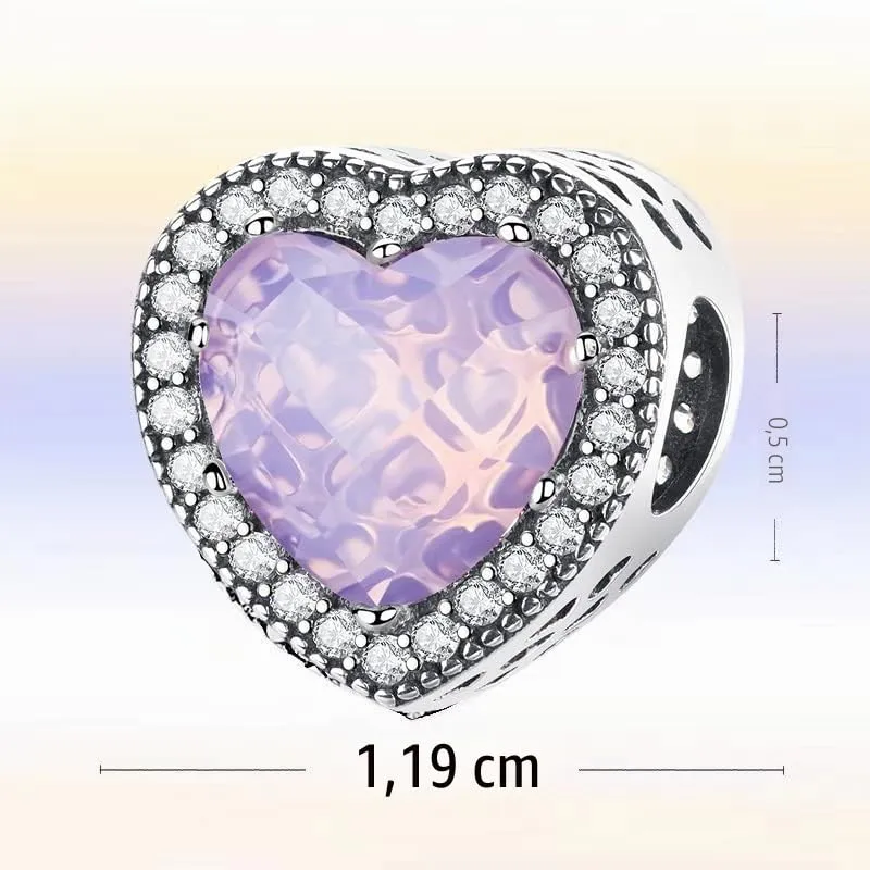 LNQOBU Charm Argento Vetro di Murano,Rosse Perline a Cuore,Blu,Gialli,Charms Bead Adatto Bracciale Europeo Per Donne - immagine 3