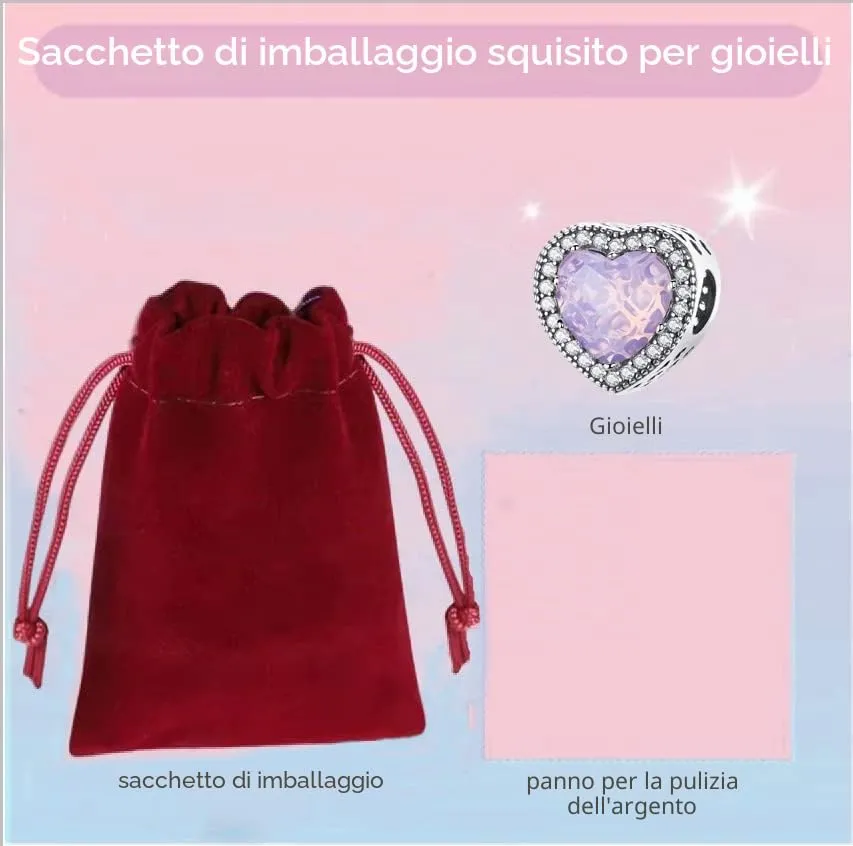 LNQOBU Charm Argento Vetro di Murano,Rosse Perline a Cuore,Blu,Gialli,Charms Bead Adatto Bracciale Europeo Per Donne - immagine 6