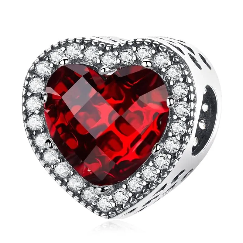 LNQOBU Charm Argento Vetro di Murano,Rosse Perline a Cuore,Blu,Gialli,Charms Bead Adatto Bracciale Europeo Per Donne - immagine 2