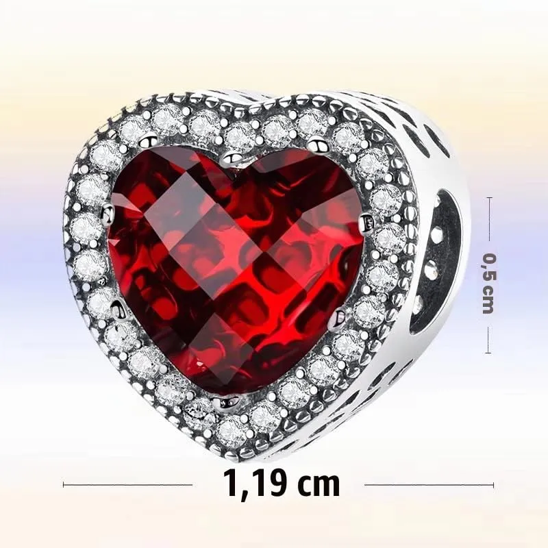 LNQOBU Charm Argento Vetro di Murano,Rosse Perline a Cuore,Blu,Gialli,Charms Bead Adatto Bracciale Europeo Per Donne - immagine 4