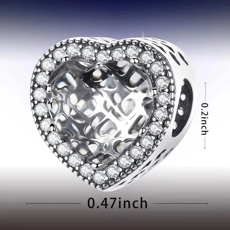LNQOBU Charm Argento Vetro di Murano,Rosse Perline a Cuore,Blu,Gialli,Charms Bead Adatto Bracciale Europeo Per Donne - immagine 4