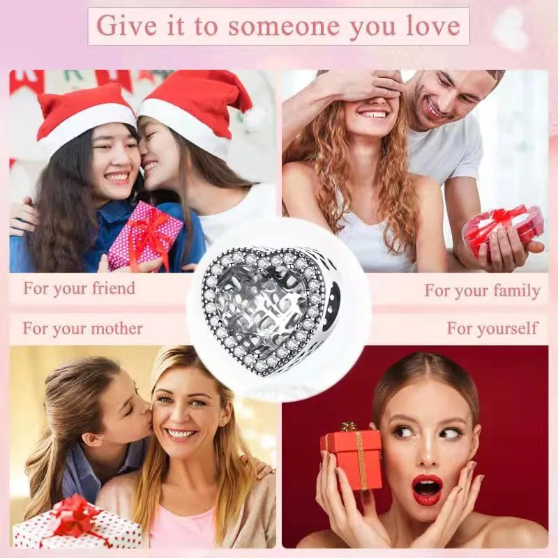 LNQOBU Charm Argento Vetro di Murano,Rosse Perline a Cuore,Blu,Gialli,Charms Bead Adatto Bracciale Europeo Per Donne - immagine 5