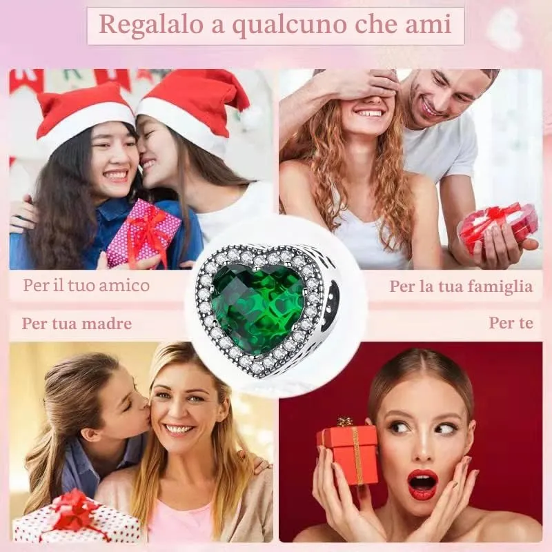 LNQOBU Charm Argento Vetro di Murano,Rosse Perline a Cuore,Blu,Gialli,Charms Bead Adatto Bracciale Europeo Per Donne - immagine 5