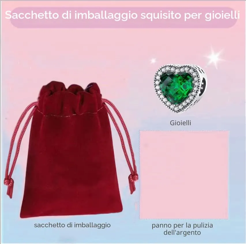 LNQOBU Charm Argento Vetro di Murano,Rosse Perline a Cuore,Blu,Gialli,Charms Bead Adatto Bracciale Europeo Per Donne - immagine 6