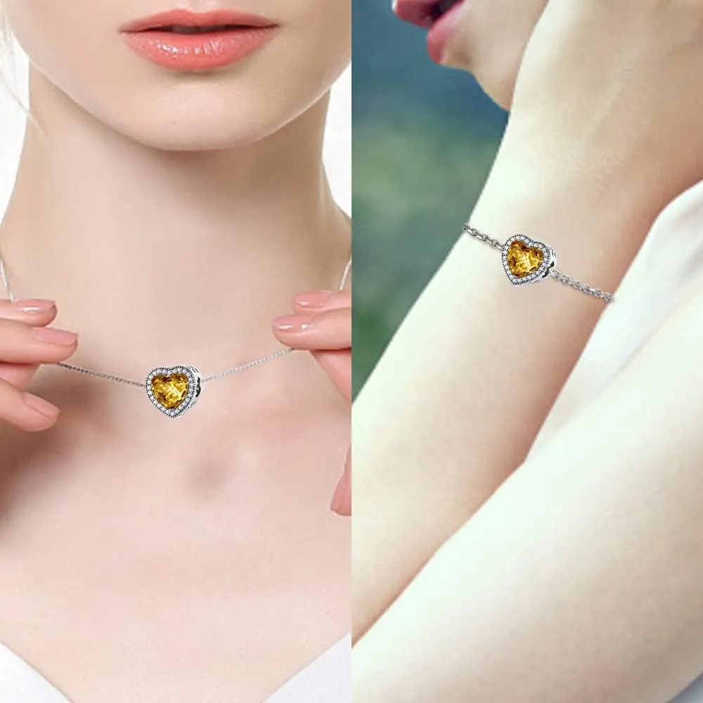 LNQOBU Charm Argento Vetro di Murano,Rosse Perline a Cuore,Blu,Gialli,Charms Bead Adatto Bracciale Europeo Per Donne - immagine 5